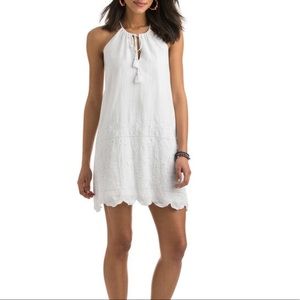 White Eyelet Halter embroidered cotton dress